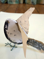 Making birds from card, paper and wire