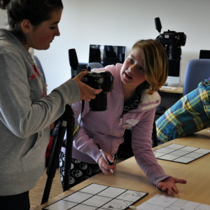 Girls working on animation workshop