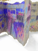 Malcolm Arnold Concertina Sketchbook Washing Powder Box, Household Emulsion, Glue, Oil Pastel, Acrylic Paint, Pencil Work in Progress 2012—2013