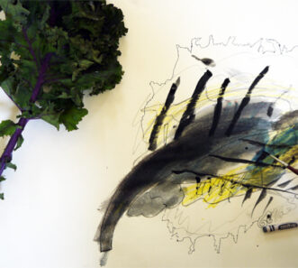Curly kale watercolour study, by Kelly aged 7