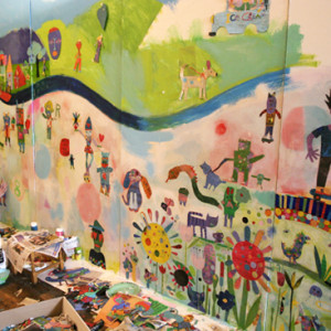 The project explores animal habitats and took the form of a large scale mural.