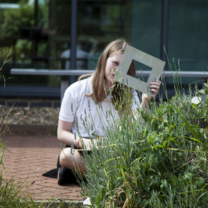 Student draws a scene through the view finder