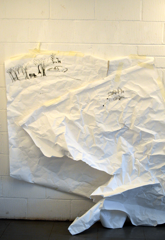 Even two pieces of huge, scrunched up paper taped to the studio wall enough to fuel ideas into the future
