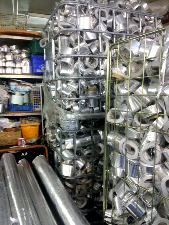 Aluminium sticky back foil saved from land fill by Michelle and team at the Scrap Shack