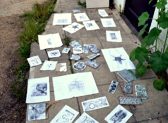 Prints and plates at ArtWorks Studios Cambridge by AccessArt's Experimental Drawing Class