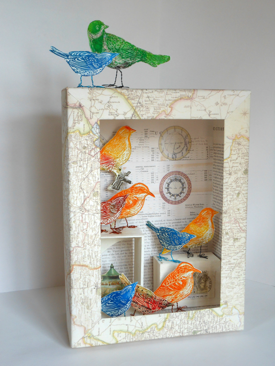 Inspired by Joseph Cornell: completed aviary box