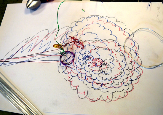 One of a series of workshops by Accessart at Red2Green using drawing to explore designs and patterns in nature, followed by a making session using wire to extend ideas into 3D.