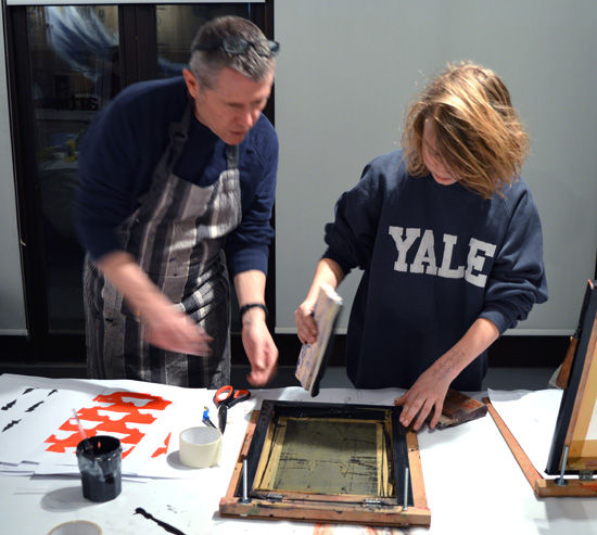 Andy Mckenzie facilitates screen printing workshop at Cambridge ArtWorks