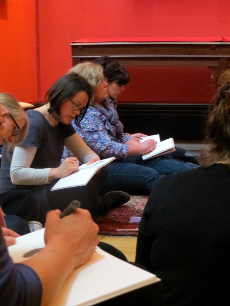Teachers drawing 19th Century paintings at the Fitzwilliam Museum, Cambridge