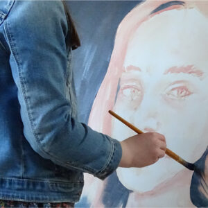 Self portrait using acrylic paint