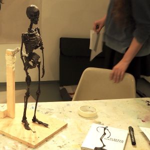 Teenagers make observational drawings of a 1/4 life size model of a skeleton to understand the structure of the human body and looked at work by Alberto Giacometti and Henri Matisse. [themify_button style=\"xlarge block\" link=\"https://www.accessart.org.uk/beginning-with-bones/\" color=\"#78608e\" text=\"#ffffff\"]Read More[/themify_button]