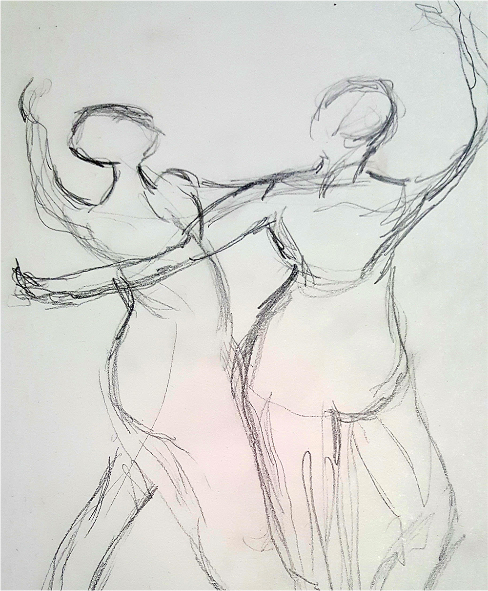 Line drawing by workshop participant of Sculpture by Degas