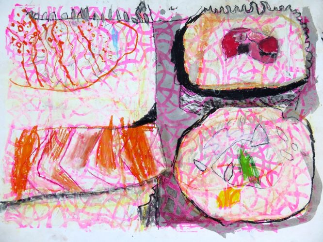 Pupils learn from another culture by creating colourful, large-scale mixed media drawings inspired by food from Japan