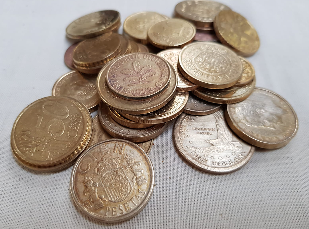 polished coins