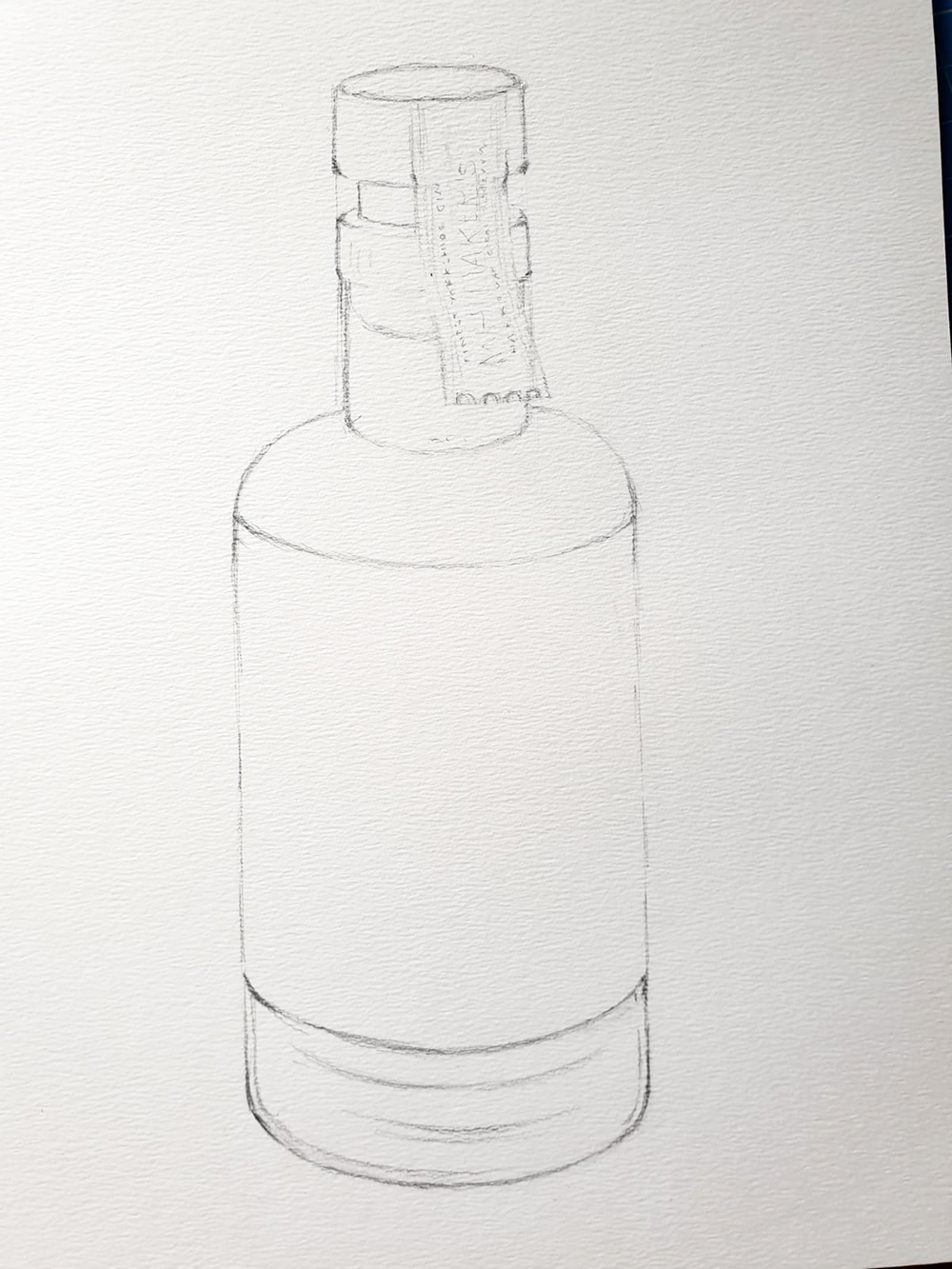 Initial sketch still life bottle