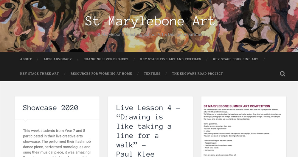 St Marylebone Art website screenshot by Stephanie Cubbin