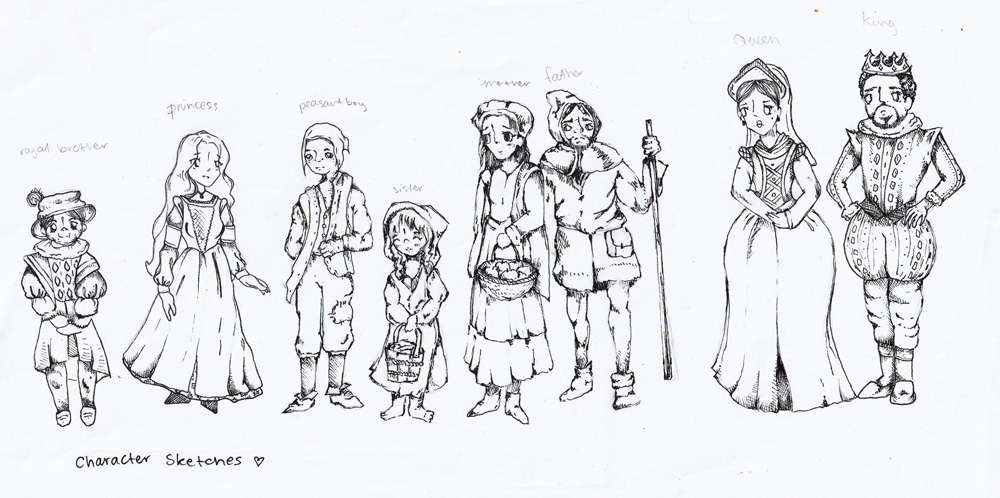 Character designs created by a participant, for a comic inspired by a medieval coin (half siliqua) from The Fitzwilliam Museum's collections.