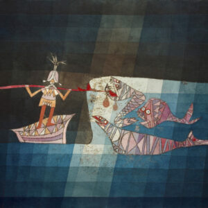 Battle scene from the funny and fantastic opera "The Seafarers" (1923) painting in high resolution by Paul Klee. Original from the Kunstmuseum Basel Museum