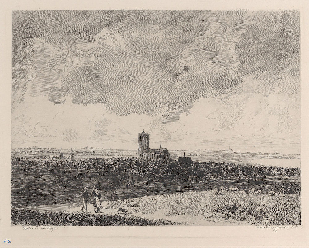 Landscape, after Rembrandt, Jules-Ferdinand Jacquemart (French, Paris 1837–1880 Paris) 1877, Etching