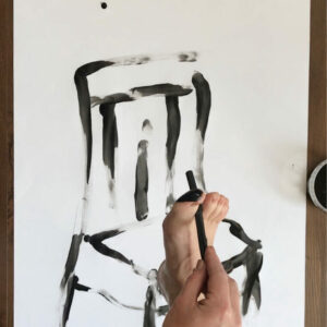 Artist Elizabeth Hammond demonstrates how to use your foot as a drawing tool.