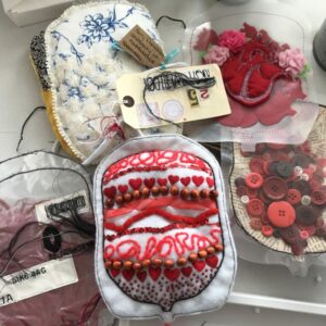 Examples of professional artist's textile blood bags.