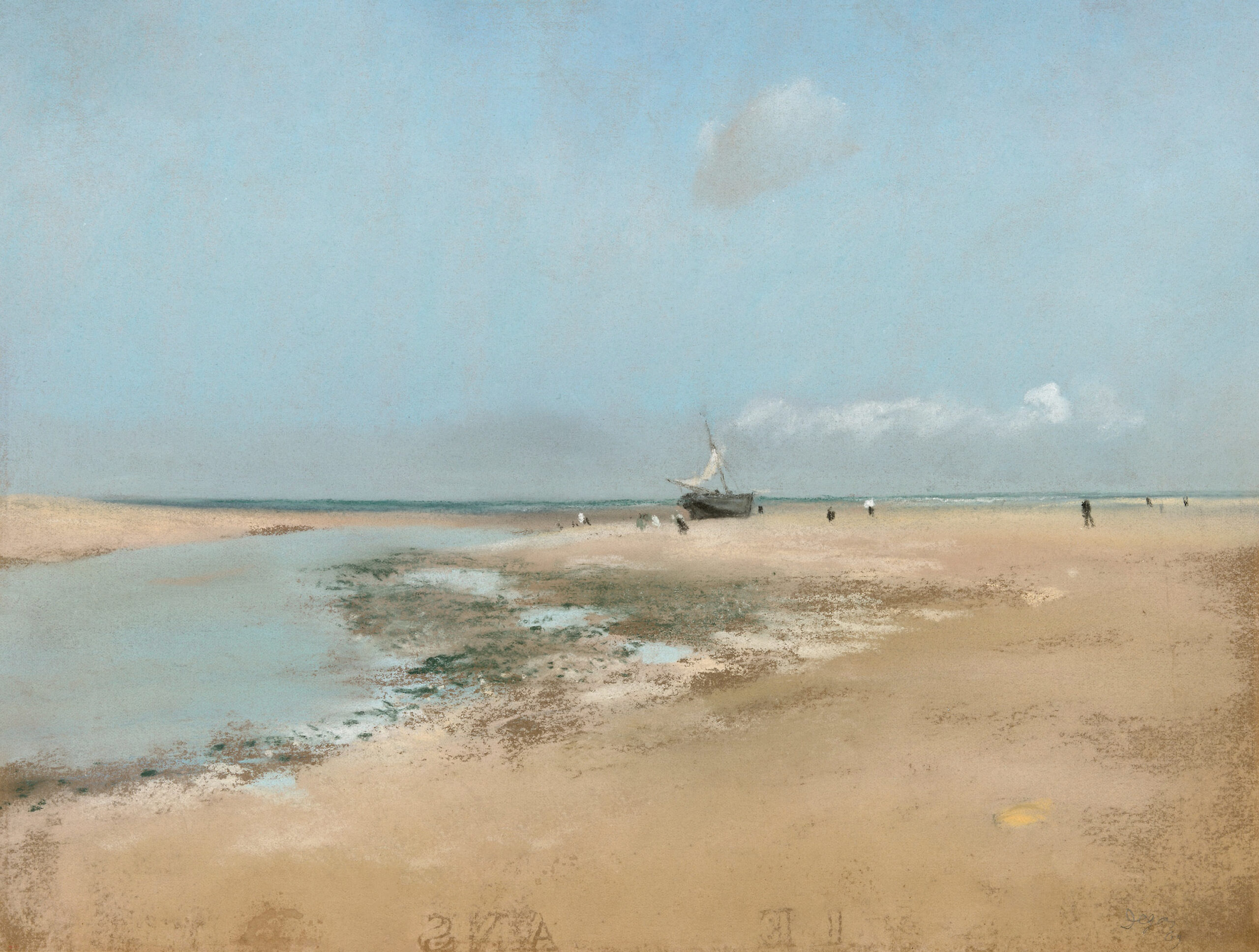 Beach at Low Tide (Mouth of the River) (1869) painting in high resolution by Edgar Degas