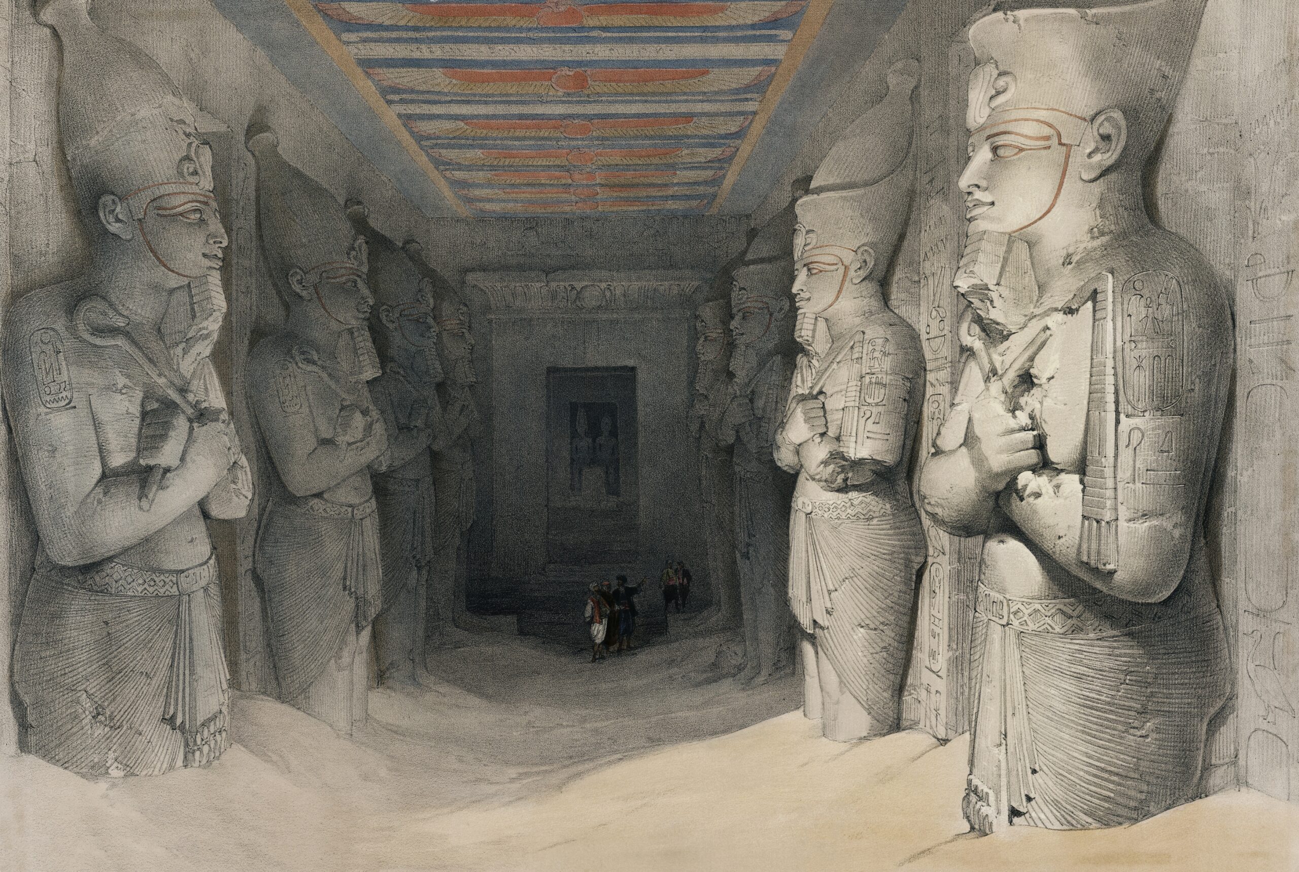Interior of the Temple of Aboo Simbel Nubia illustration by David Roberts (1796–1864)