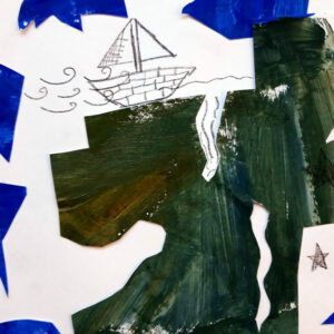 Littleport Community Primary School Year 5 Making Monotypes - these were inspired by Sea Fever the poem by John Masefield