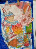 Monoprint and Oil Pastel Inspired by The Great Fire of London by Ruth Sohn-Rethel