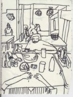 Perspective Drawing Of Restaurant Table By Joe Gamble