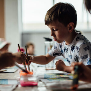 A group of children painting